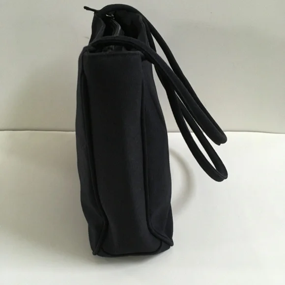 SAKS FIFTH AVENUE Black Tote BAG Purse Handbag Embroidered Logo Y2K NEW - Picture 7 of 13